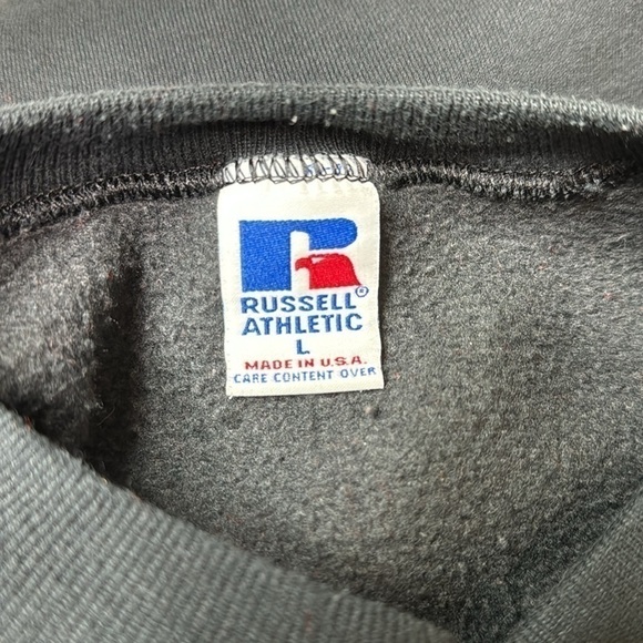 Vintage Cambridge Trojans Black High School Crewneck Sweatshirt 80s Large - Picture 7 of 9